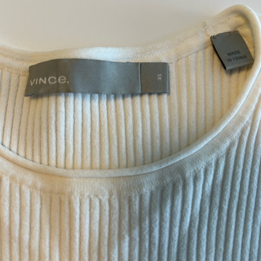 Vince Cream Ribbed Knit Top - Picture 6 of 9